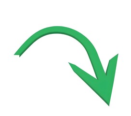 Green curved arrow pointing down