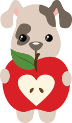 Fototapeta premium Back to school puppy holding an apple