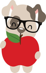 Back to school puppy holding an apple.cdr