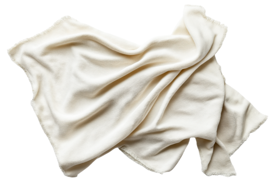 White textured fabric cloth crumpled on a surface
