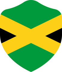 Jamaica Flag on Shield Shape