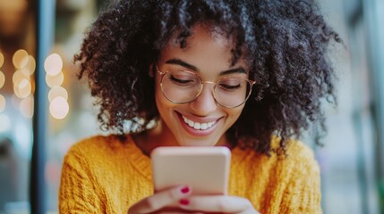 Person using a mobile app for emotion detection and content filtering at a cozy cafe in the afternoon