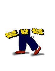 An illustration of leg's step with letter 