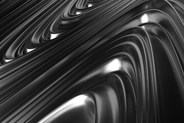 Abstract fluid metallic waves. 3d render