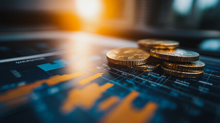 Obraz premium Abstract business Financial charts show a significant increase in profits in the stock market.This is driven by higher interest rates and continued growth. In the innovation world network of financial