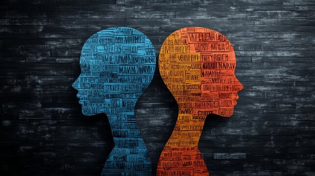 Abstract representation of self love and acceptance with vibrant silhouettes creating a powerful visual narrative