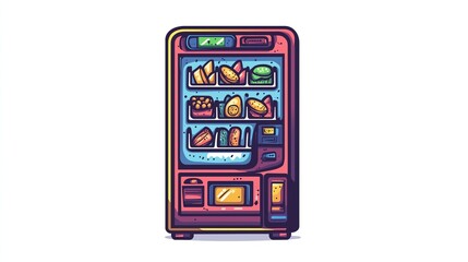 Vending machine with snacks 2D logo on a white background