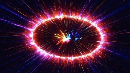 Animation loop a vibrant burst of multicolored light radiates outward from a bright center abstract background