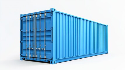 A light blue shipping container isolated on white.