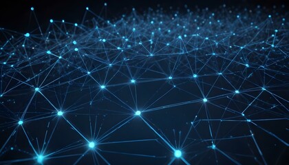 Futuristic Cyberspace Data Flow Web with Polygonal Mesh Connections Creating a High-Tech System Background