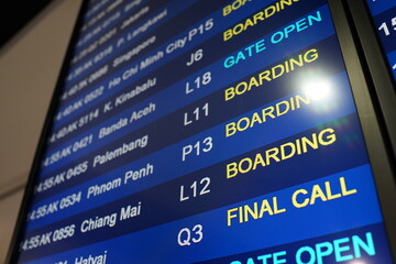 Airport Departure Board Indicating Boarding and Final Calls