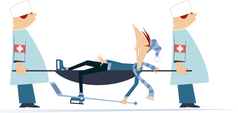 doctors carrying patient on stretcher, ice skates clip art preview