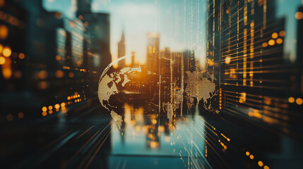 Fototapeta premium Abstract business Financial charts show a significant increase in profits in the stock market.This is driven by higher interest rates and continued growth. In the innovation world network of financial