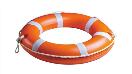 This bright orange lifebuoy is made of fiberglass and has a rope for hanging. It's perfect for water sports and emergencies, helping you stay afloat and offering safety.