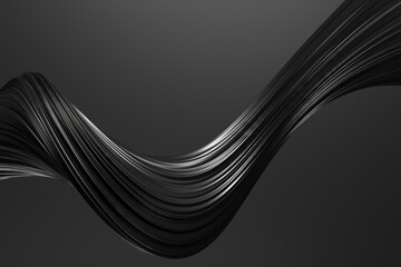 Abstract modern wave design with elegant black curves for decor or background. 3d render