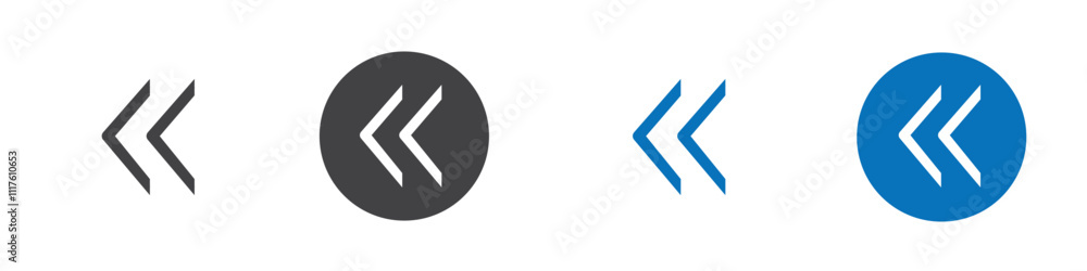 Poster set of four previous arrow icon, fully editable in different formats