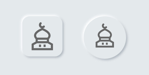 Mosque line icon in neomorphic design style. Islam signs vector illustration.