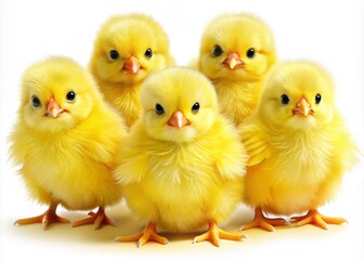 Fototapeta premium Adorable Collection of Cute Chicks Isolated on Background Perfect for Spring and Easter Themes, Ideal for Children's Products and Nature Illustrations