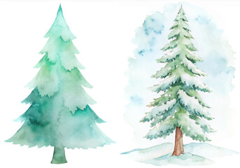 Obraz premium Two trees, one is green and the other is white