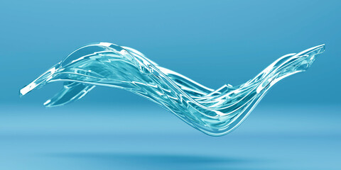 Abstract wave in motion against blue background. 3d render © VERSUSstudio