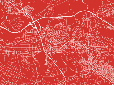Christmas Map of Miki, Japan in Snowy White on Festive Red Background.