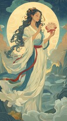 Guanyin Goddess Serene Asian Art and Spiritual Landscape