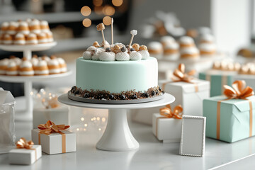 sweets, cakes and gift boxes. delicate, pastel-color