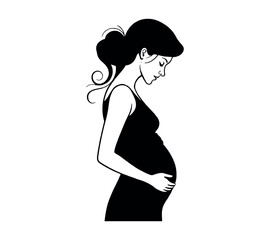 pregnancy young woman silhouette line art