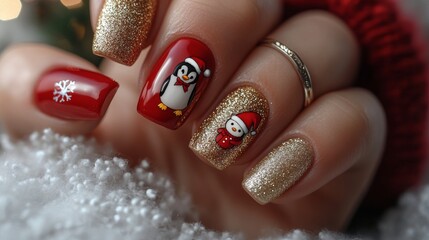 New Year's winter manicure.