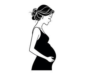 pregnancy young woman silhouette line art