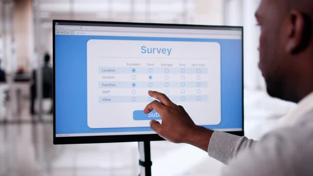 Online Survey Form. Man Filling List