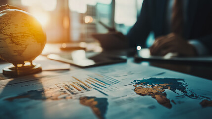 Fototapeta premium Abstract business Financial charts show a significant increase in profits in the stock market. This is driven by higher interest rates and continued growth. In the innovation world of financial