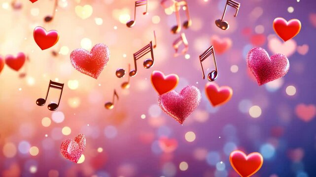 Valentine's Day background with floating music notes and quality pic.