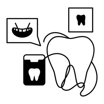 black tooth with dental floss clip art preview