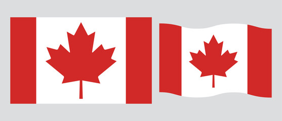 The national Flag of Canada vector illustration with standard size and proportion. National flag emblem with accurate size and colors. Canada official national flag.