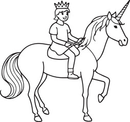 Queen Sitting on Horse Coloring Page