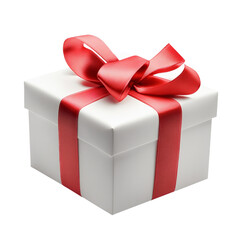 Obraz premium High-Quality PNG of White gift box with red bow Isolated on White Background – High Resolution