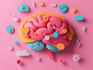 Create a playful paper brain with icons, inspire creativity