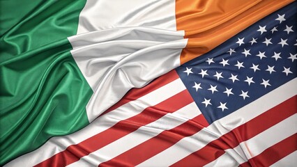 Irish And American Flags Symbolizing International Friendship And Unity