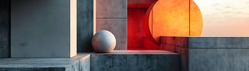 Abstract 3D Render: Concrete Egg Minimalism