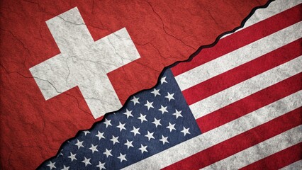 Switzerland and United States Flags Merged Together in Artistic Representation