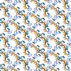 seamless pattern with birds and flowers