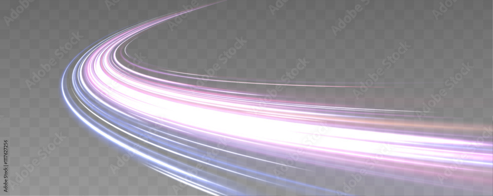 Poster high speed effect motion blur night lights blue and red. futuristic neon light line trails. modern a
