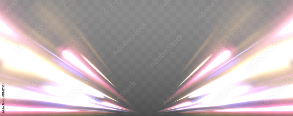 Poster Lines in the shape of a comet against a dark background. Vortex streams of neon light. Big set of light neon lines in the form of swirl and spirals.	
