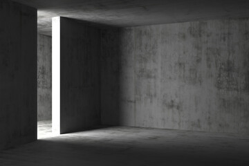Minimalist concrete architecture interior with dramatic lighting. 3d render