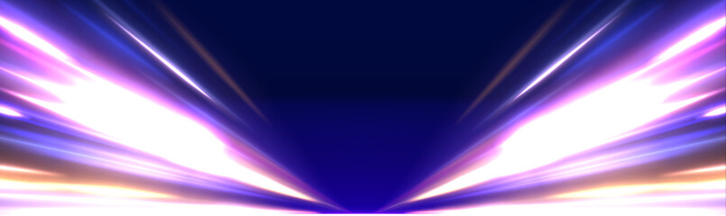 Ponomatic neon vector illustration in sporty style of futuristic technologies. Bright glowing line of new technologies on dark background in neon colors.	