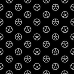 Gear icon isolated seamless pattern on black background