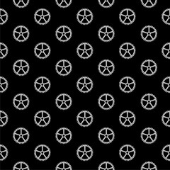 Gear icon isolated seamless pattern on black background