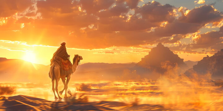 camel and its rider, symbolizing the journey of the Prophet Ibrahim (Abraham).