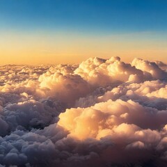 Clouds at sunset create a stunning sky. Nature sky backgrounds with a celestial theme: Scenes of sunset or sunrise with clouds, viewed from above